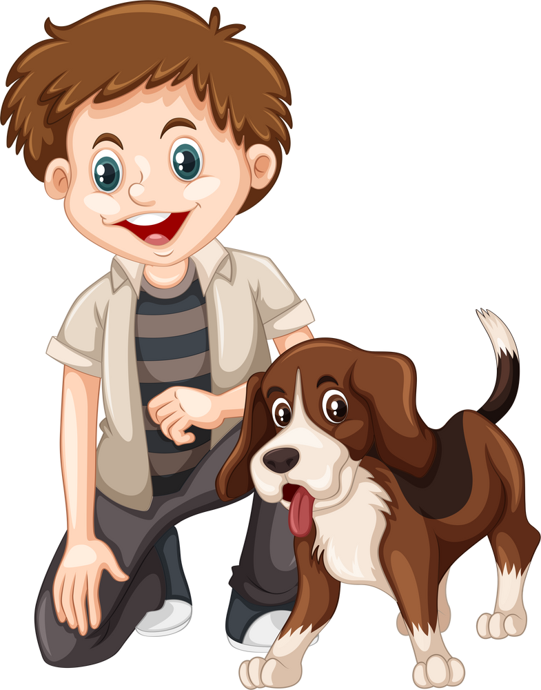 A boy and dog
